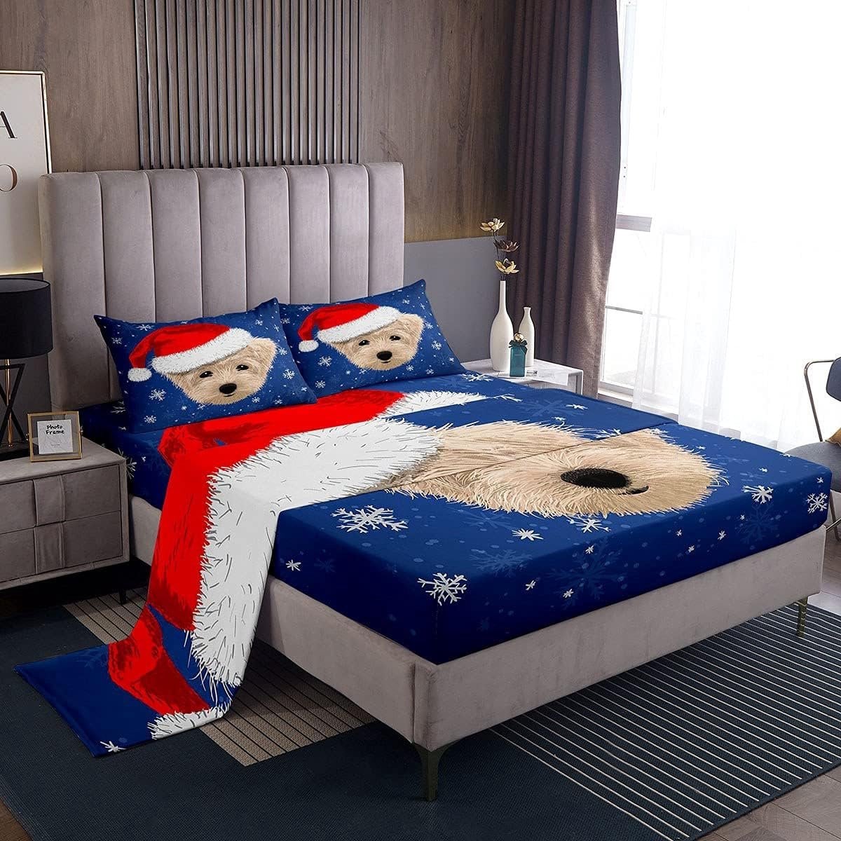 3-delige dekbedovertrek set voor kinderen met kerst cartoon print, multicolor
