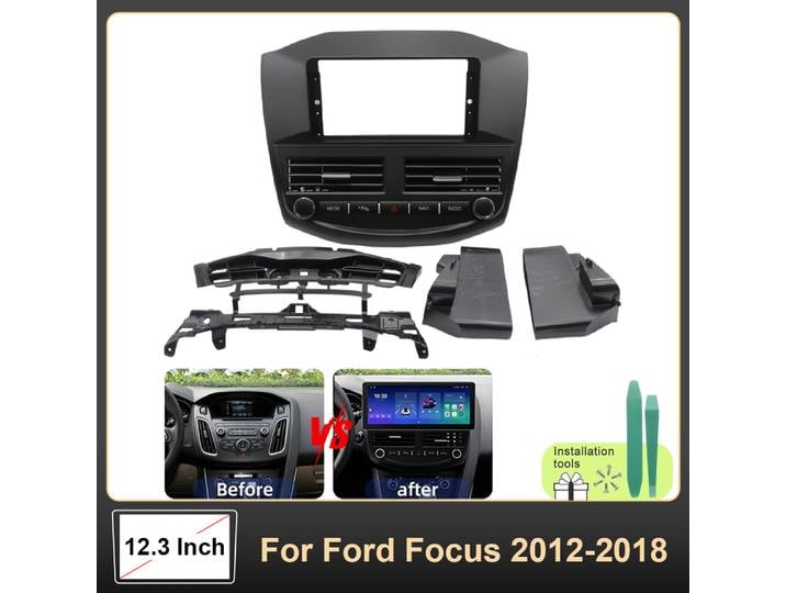 Écran 12,3 pouces pour Ford Focus 2012-2018, autoradio Android, cadre de tableau de bord, faisceau de câblage, kit Canbus