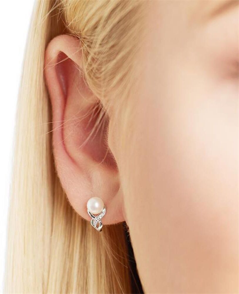 Unique 14K Weißgold-Ohrstecker mit Perlen und Brillanten silber