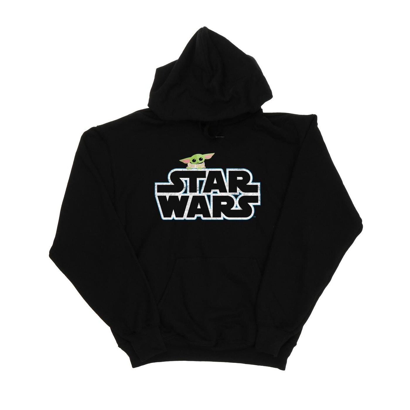 Star Wars Jongens The Mandalorian The Child Logo Hoodie (Zwart)