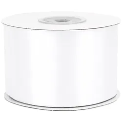 Creativery 50mm Satinband 25m Schleifenband Geschenkband Dekoband Breites Stoffband Weiß