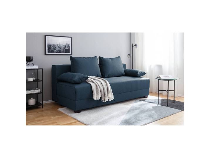 Boxspring-Schlafsofa Blau/Dunkelblau Webstoff Luda 202 x 85 x 110cm Modern