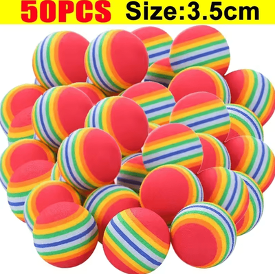 Inspire Curations Rainbow EVA Pet Toy Balls For Interactive Cat & Dog Play 50pcs