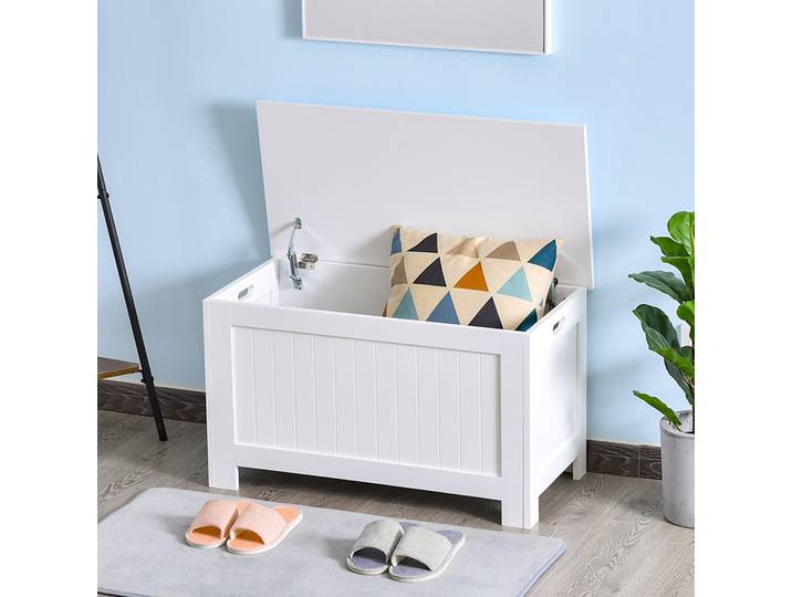 HOMCOM Coffre Rangement 81x40x46cm MDF Blanc