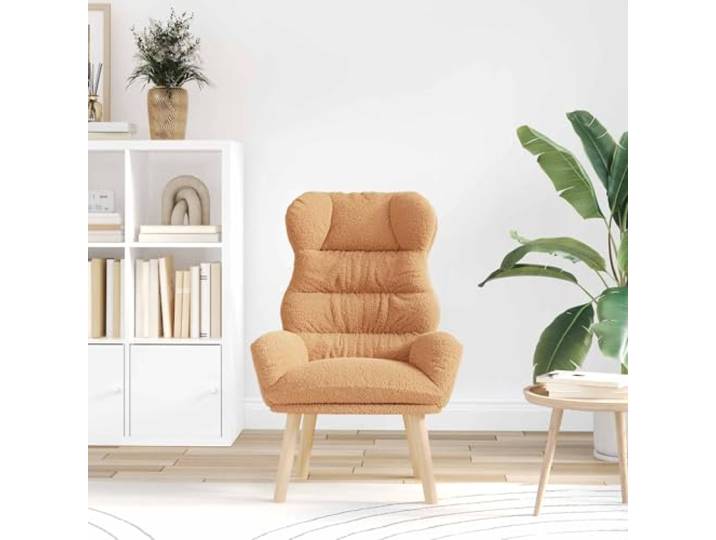 IBUQDDV Sessel Beige 69 x 74 x 93 cm Sherpa-Stoff mit Gummiholzbeinen Weicher Sherpa-Stoff, gepolsterte Armlehnen, robuste Gummiholzbeine, einfache Montage, minimalistisches Design