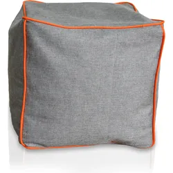KINZLER Hocker eckig, Leinenoptik mit Neon-Piping, Terra