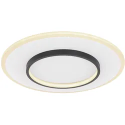 LED Deckenleuchte mit Fernbedienung Deckenlampe dimmbar Tageslichtleuchte Modern, Metall, weiß schwarz, 40W 2000Lm warm-kaltweiß, DxH 46,8x6 cm