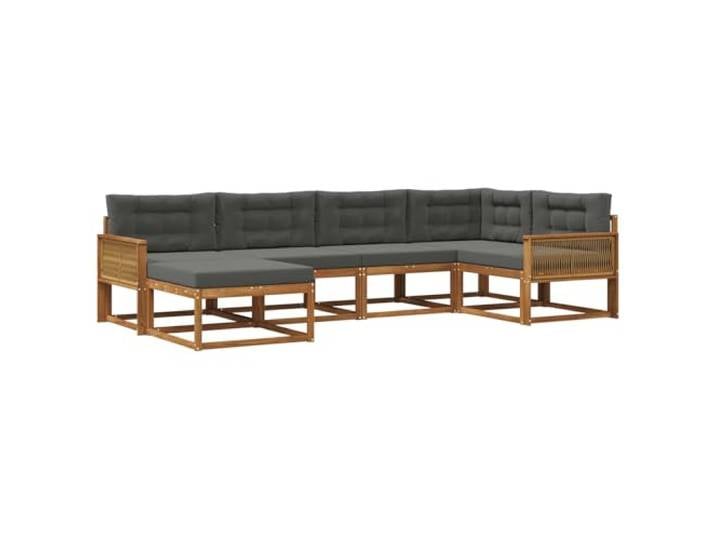 PUGYNBK Sofaset für den Außenbereich, 6-teilig, Akazienholz Modulares Design, Lattenrahmen, wetterfest, einfache Reinigung, ideal für Garten und Terrasse