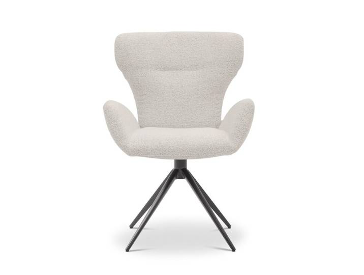 Musterring JustB! SP150 Schalensessel - in verschiedenen Bezugs-und Gestellvarianten - Bouclé Alpine champagne - Stativgestell Metall Lack schwarz - inkl. Drehfu Drehfunktion, Rückholfunktion Modern, Skandinavisch