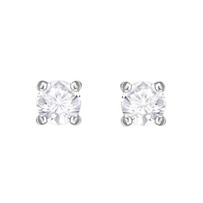 Paar Ohrstecker SWAROVSKI "Attract Round", silber (silberfarben, kristallweiß), Ohrringe, Damen, 4mm, Metall, mit Swarovski Kristall