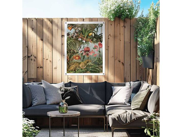 Outdoor-Poster Dschungelblumen PVC Grün/Grün 60 x 80 x 0cm