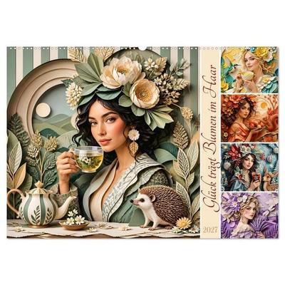 Glück trägt Blumen im Haar (Wandkalender 2027 DIN A2 quer), CALVENDO Monatskalender