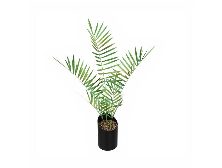 Plante artificielle composition palmier - Pot rond noir