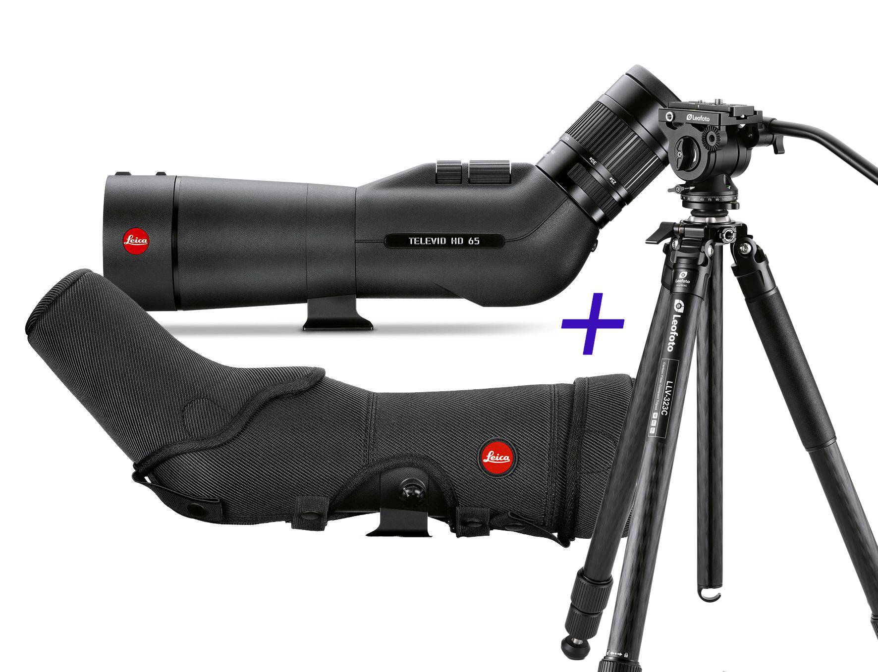 Leica Televid HD 65 Set inkl. 20-60 Okular (Neuheit) Travel-Kit inkl. Leica Tasche & +Leofoto Manba LV-284C + BV-5 Stativkit
