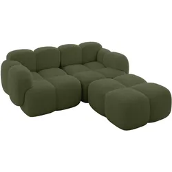 ECKSOFA modulares Sofa Rechts Miko-L1 214x205x75 Grün Bouclé