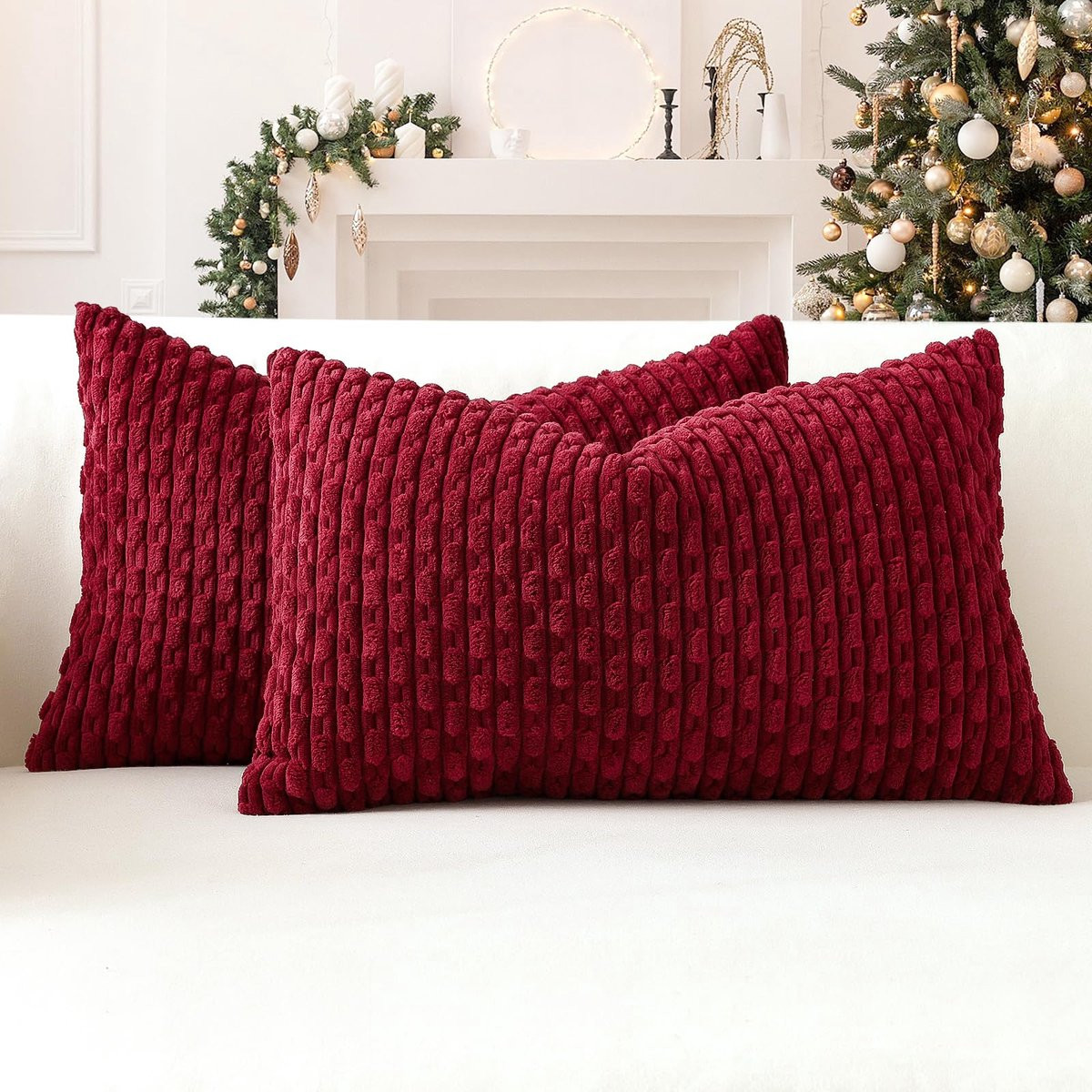 Ibenzoa Set van 2 Luxe Corduroy Kussenslopen