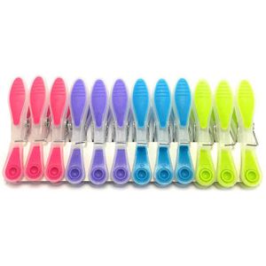 MSV Wäscheklammern 100399, Soft-Grip, 12 Klammern, farbig sortiert, aus Kunststoff