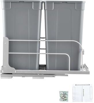 UIMOSO Pull-Out Trash Can, Under Mount Kitchen Waste Container, Heavy Duty Garbage Recycling Bin
