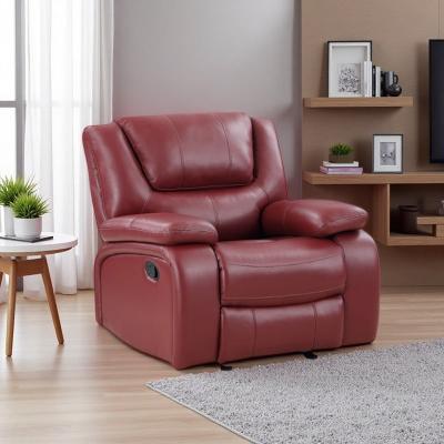 VIVIADORE Red Faux Leather Glider Recliner Chair, Extra-Wide Modern Living Room Armchair with Manual Reclining, Pillowtop Arms