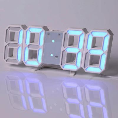 Daily Discovery Digital Wall Clock, LED Wall Clock, Digital Alarm Clock, Bedroom Decor Clock, Remote Control Clock white With Blue