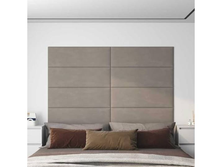 RJPLMFV Kopfteil, Samt, Hellgrau, 12 Stück Modernes, rechteckiges Design, Basis aus Holz, Montage erforderlich