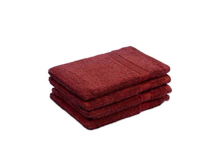 4er-Set Waschhandschuhe aus 100% Baumwolle, Waschlappen mit Schlaufe, bordeaux