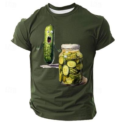 Herren Lustige schreiende Gurke Gurkenglas Grafik T-Shirt Kurzarm