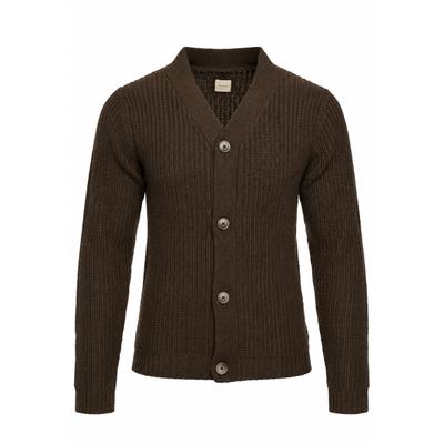 Strickjacke SOULSTAR "als Grobstrick Cardigan Pullover für Herren", Herren, Gr. XXL, braun, Casual, regular fit, V-Ausschnitt, Bündchen, Strickjacken Strickjacke, Männer Winterpullover mit V-Ausschnitt - Regular-Fit Strickweste