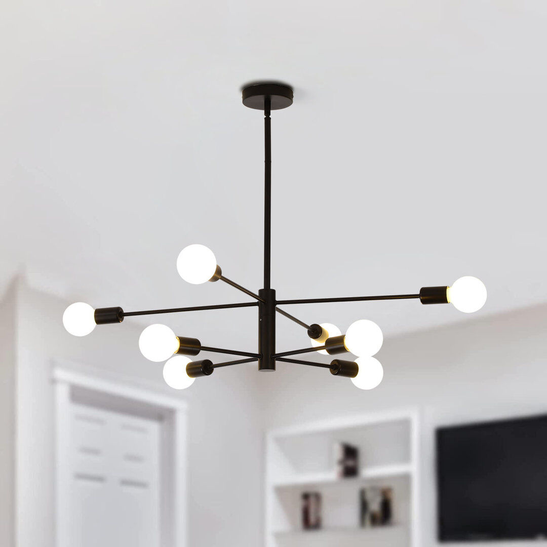 George Oliver Cobina 8 - Light Sputnik Chandelier Matte Black 19cm H X 82cm W X 54cm D