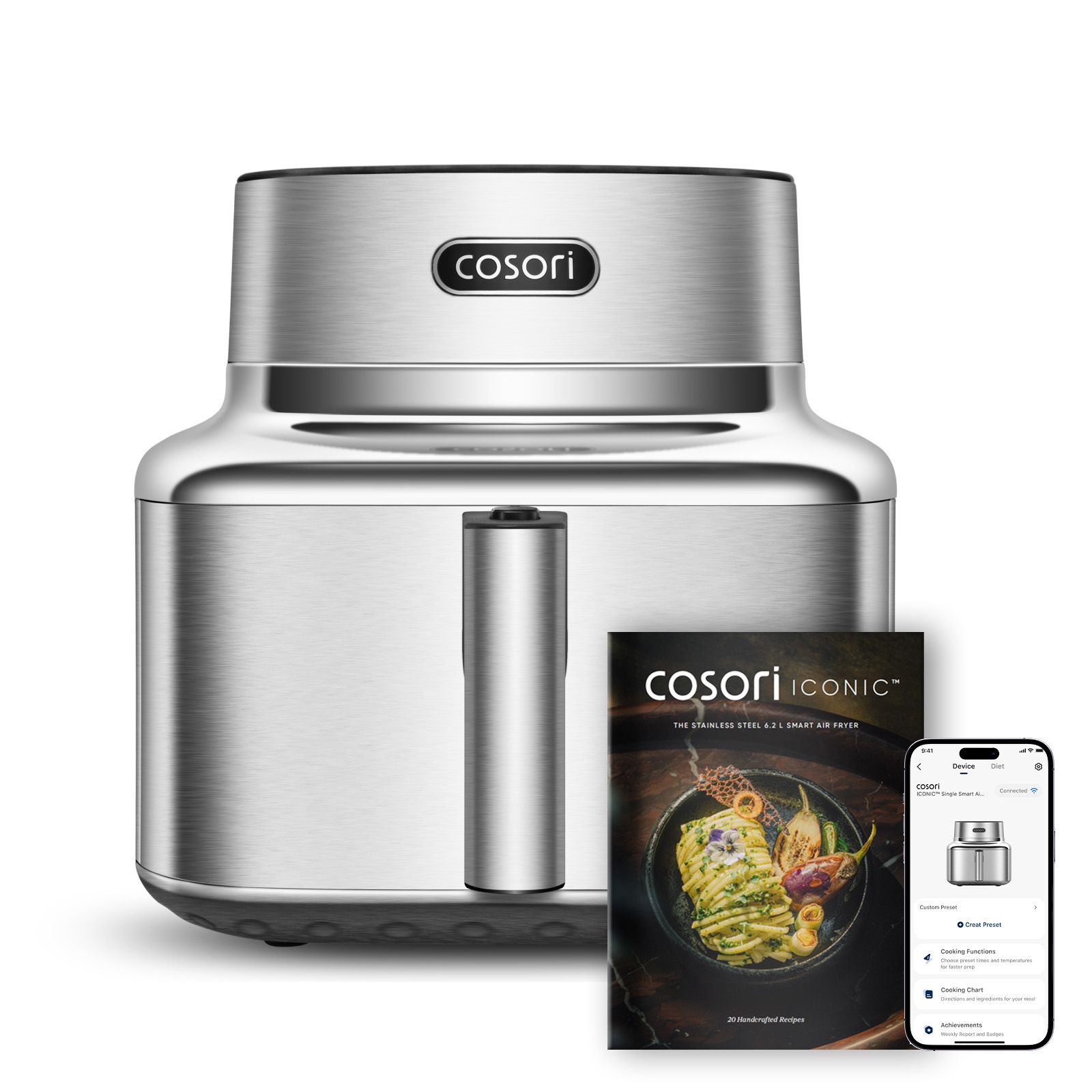 Cosori Iconic Single Heißluftfritteuse 6,2 l 1725 W (Edelstahl) KAAPAFCSSEU0303Y