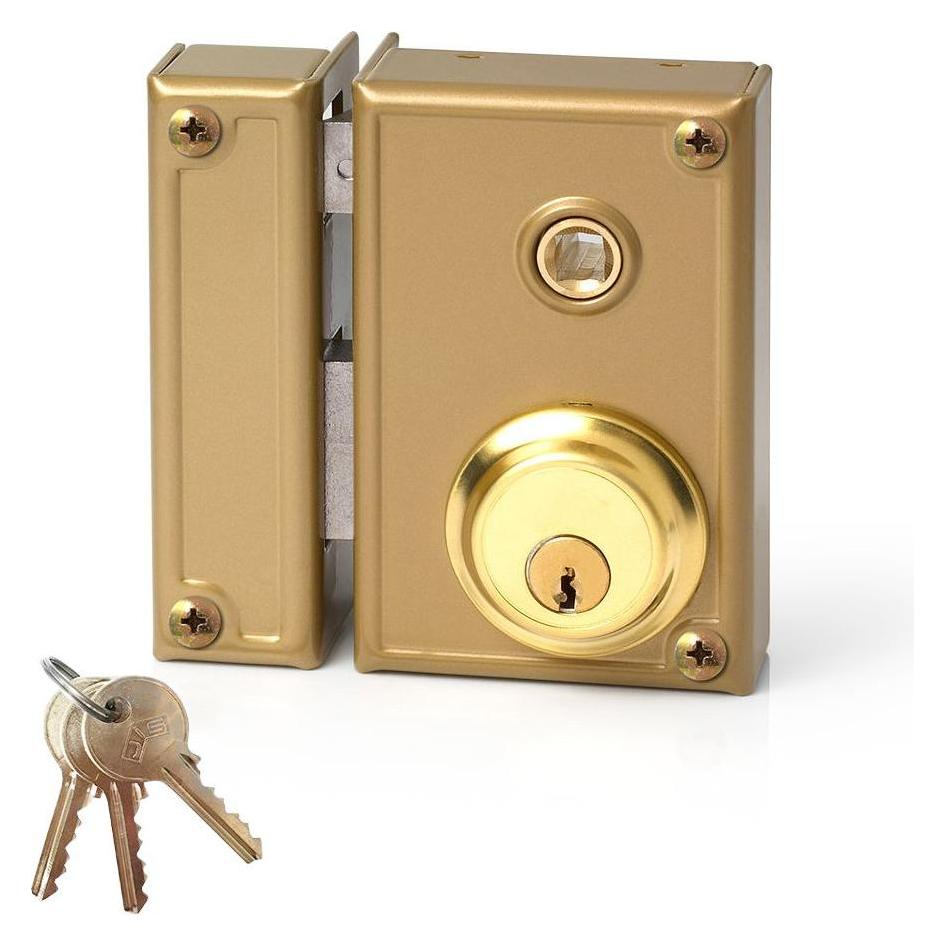 Jis Türzusatzschloss 35-7I Gold 52 Mm Links 70 Mm Metall Nickel Obenauf Legen (45309104)
