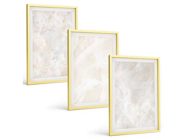 BILDER SET 3er Set - 40x60 cm Goldrahmen - Pastellfarbene Marmorstrukturen