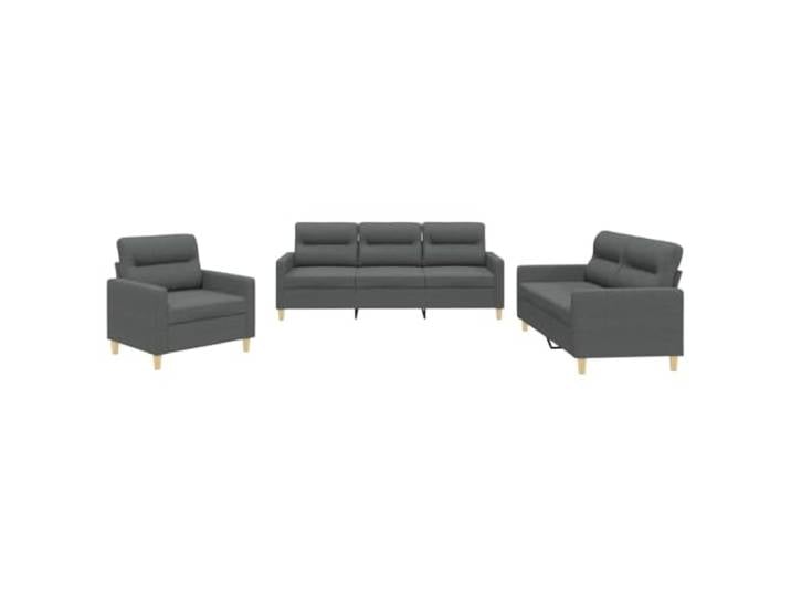 Todiikf 3-TLG. Sofagarnitur mit Kissen Dunkelgrau Stoff Couch Set Moderne Polstergarnitur aus atmungsaktivem Stoff mit dicker Schaumstofffüllung für das Wohnzimmer.