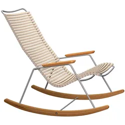 Schaukelstuhl Click Houe Lamellen beige, Kufen Bambus, Designer Henrik Pedersen, 64x92x100 cm