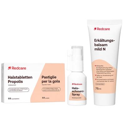 Redcare Halsschmerz-Spray + Halstabletten Propolis Erkältungsbalsam mild 1 St Set