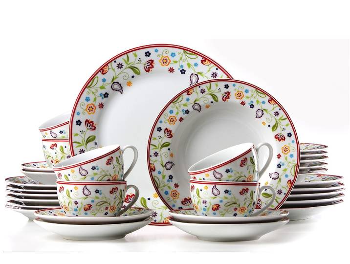 Kombiservice RITZENHOFF & BREKER Doppio Shanti, Geschirr-Set, Service , bunt (weiß, bunt), 30 Stk., Porzellan, Geschirr-Sets, Kombiservice, 30 Teile, für 6 Personen