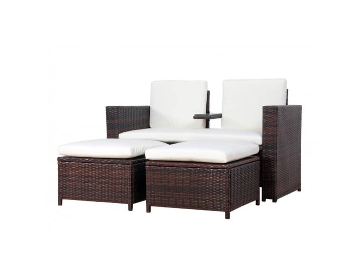 Love Seat Rattan Garnitur CHANELL braun/weiss