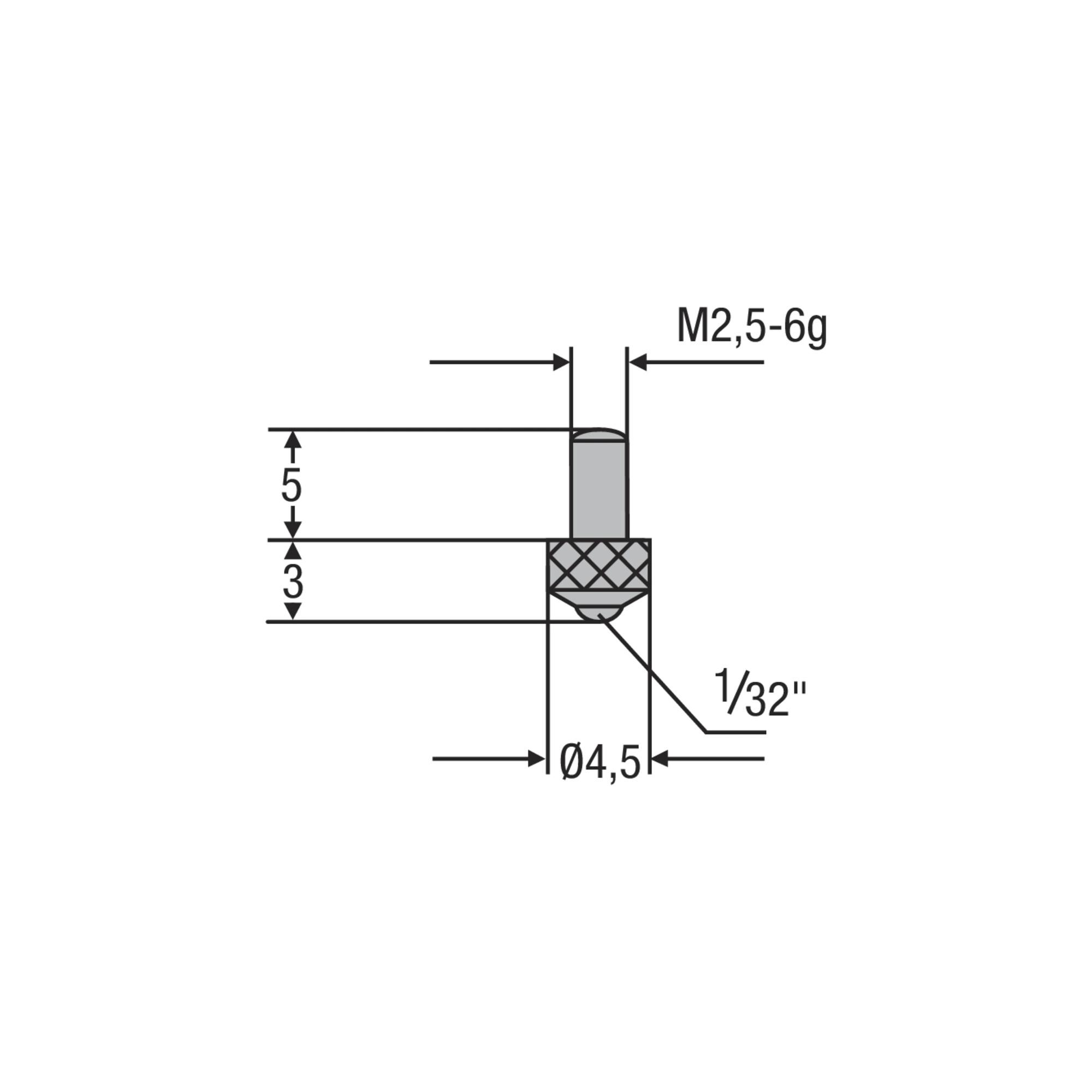 Helios-Preisser Messeinsatz M2,5mm Kugel- einsatz 1/32 (0710195)
