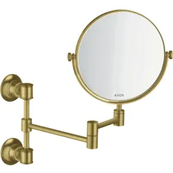 Hansgrohe AXOR Montreux Rasierspiegel, Brushed Brass, ausziehbar BB, neigbar und schwenkbar, 1-fach Vergrößerung, Wandmontage