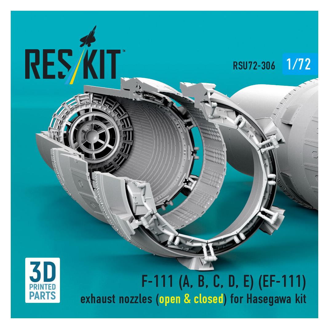 ResKit F-111 (A, B, C, D, E) (EF-111) exhaust nozzles (open & closed) for Hasegawa kit (3D Printed) (RSU72-0306)