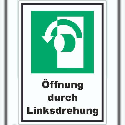 HB-Druck Öffnung durch Linksdrehung Aufkleber A2 (420x594mm)