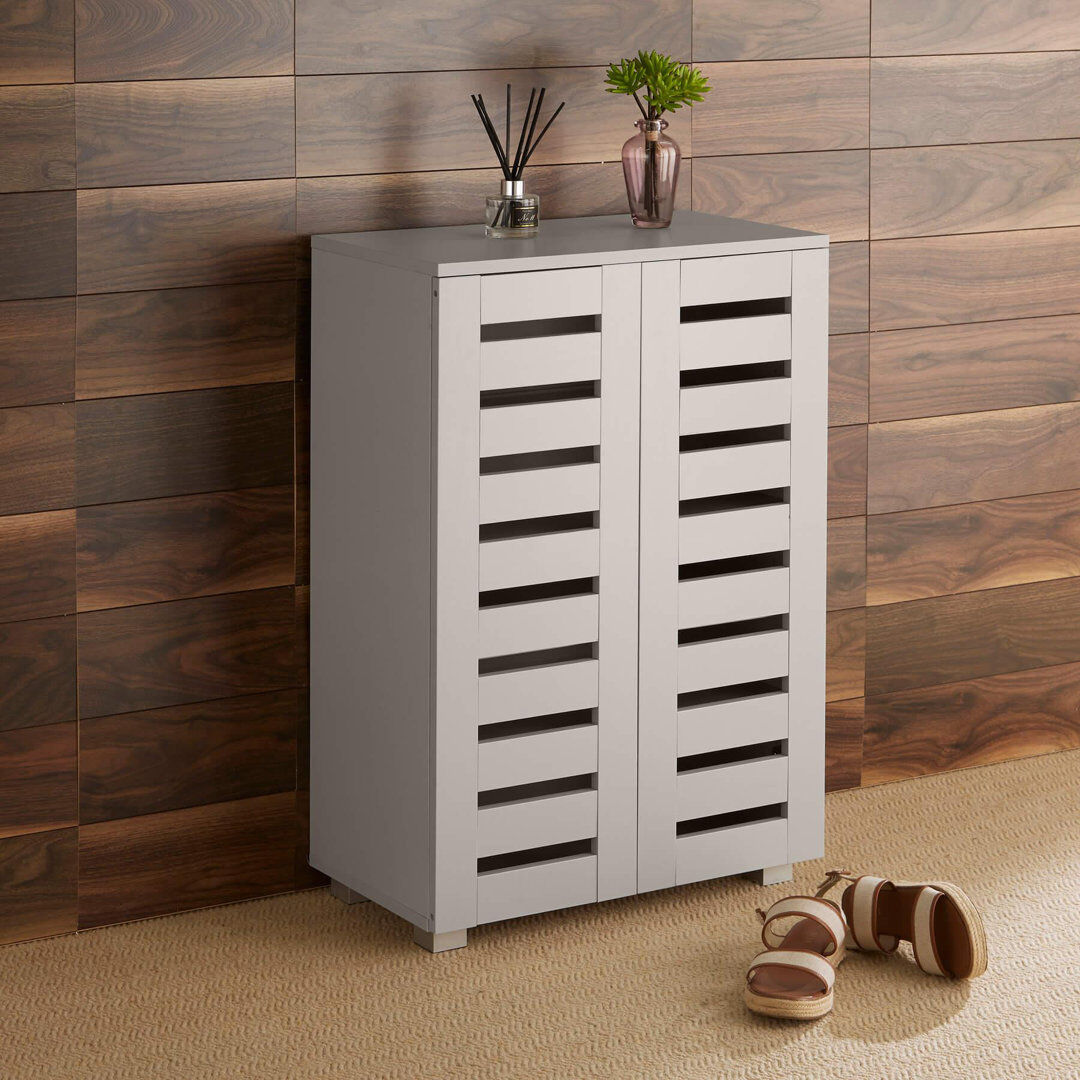 Ebern Designs Oslo 10 Pair Shoe Storage Cabinet Grey 10