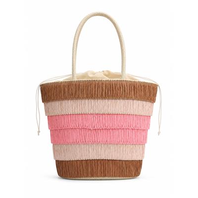 Schultertasche "Teneriffa", Damen, Gr. B/H/T: 42cm x 31cm x 17cm onesize, pink, Jute, COLLEZIONE ALESSANDRO, Taschen Schultertasche, aus Stroh