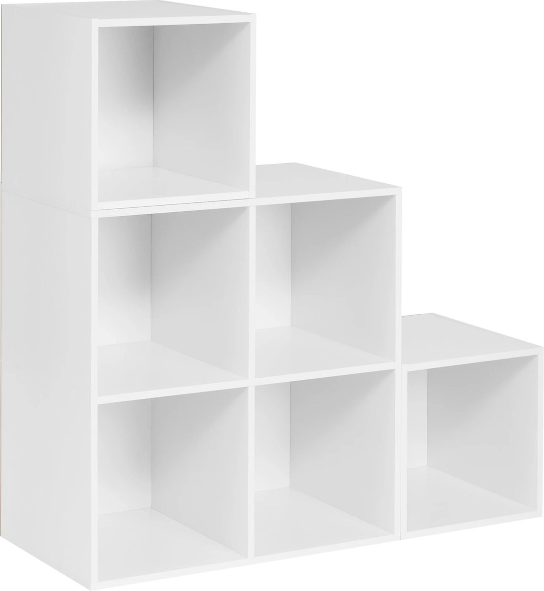 Moderne Witte Boekenkast met Meerdere Open Opbergvakken voor Thuis of Kantoor