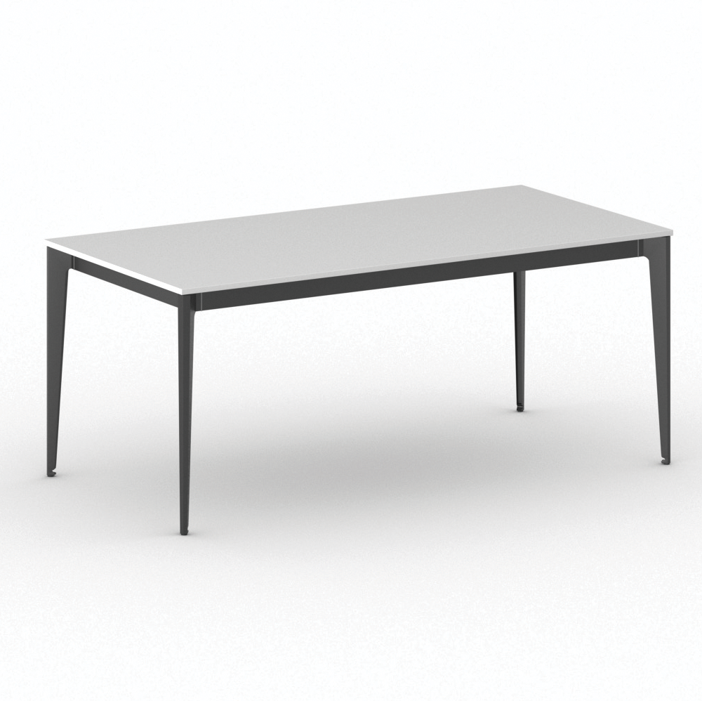 B2B Partner Bürotisch PRIMO ACTION 180x90 cm, schwarzes Metallgestell, weiß