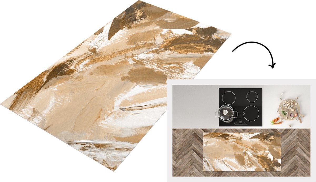 Keukenloper Vinyl Schilderen Bruin Goud B/D: 120 x 60 cm