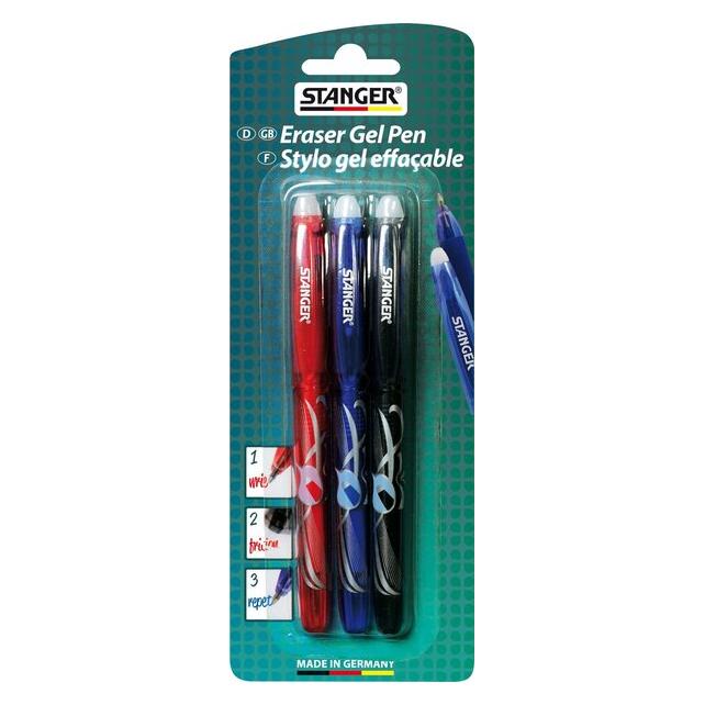 Stanger Eraser Tintenroller-Set rot, blau, schwarz 0,7 mm, Schreibfarbe: farbsortiert, 3 St. (3x) (18000300079)