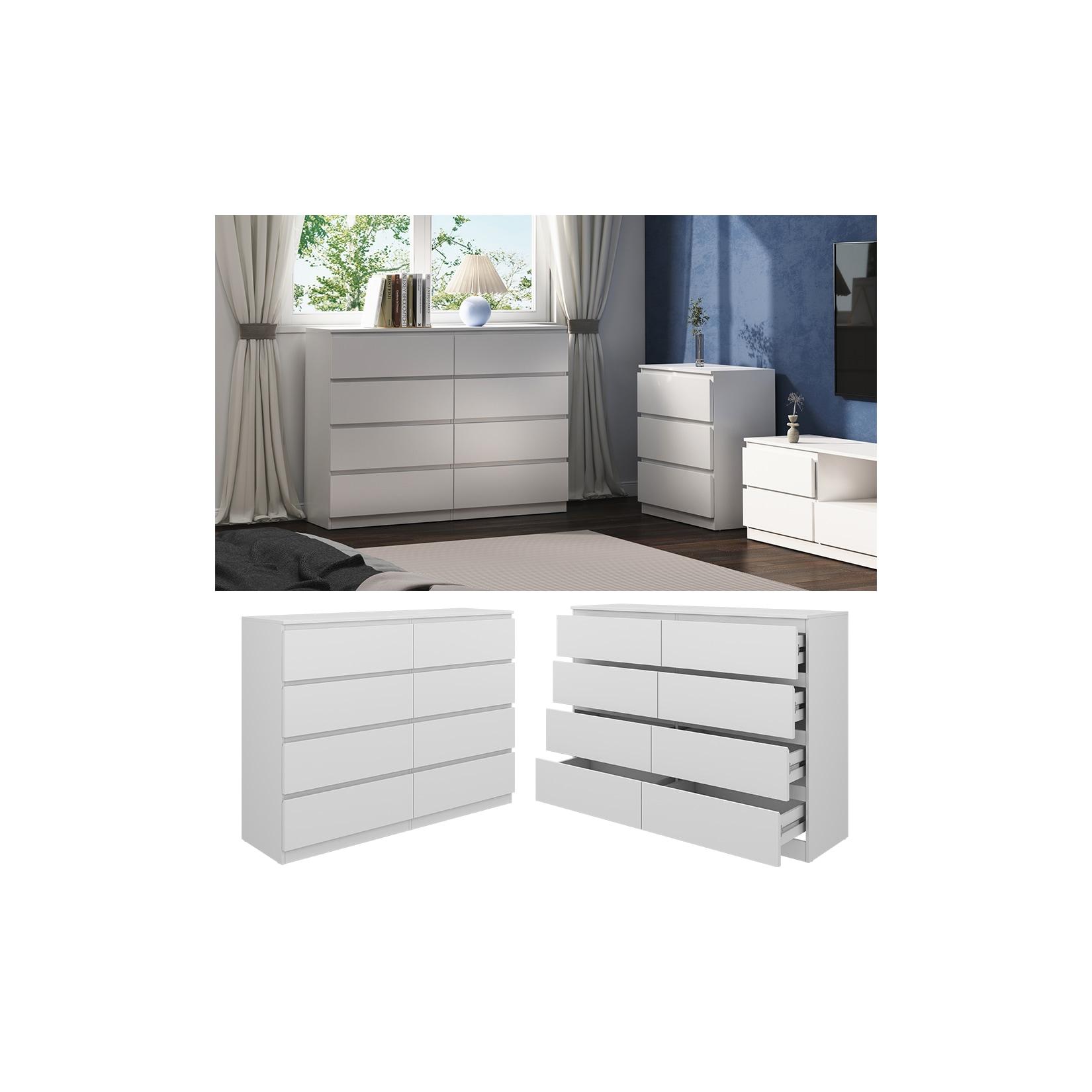 Vicco Kommode Calisto Weiß 138 x 101,5 cm mit 8 Schubfächer Sideboard Schrank