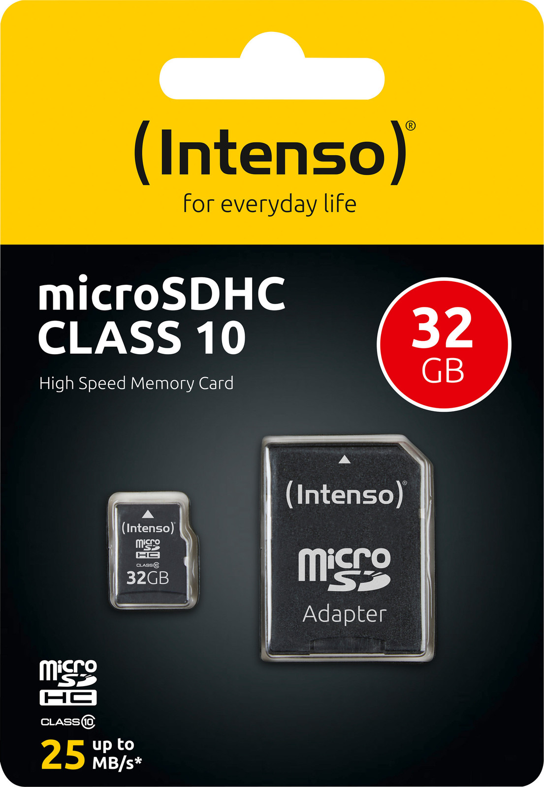 Intenso microSDHC-kaart, 32GB, Klasse 10 met SD-adapter