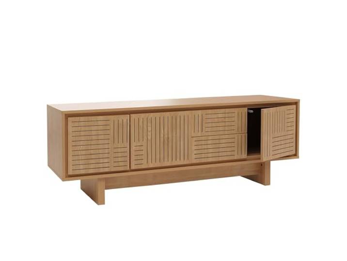 Mendler TV-Rack HWC-O34 Melamin 51,5x150x39,5cm - Ulme Natur